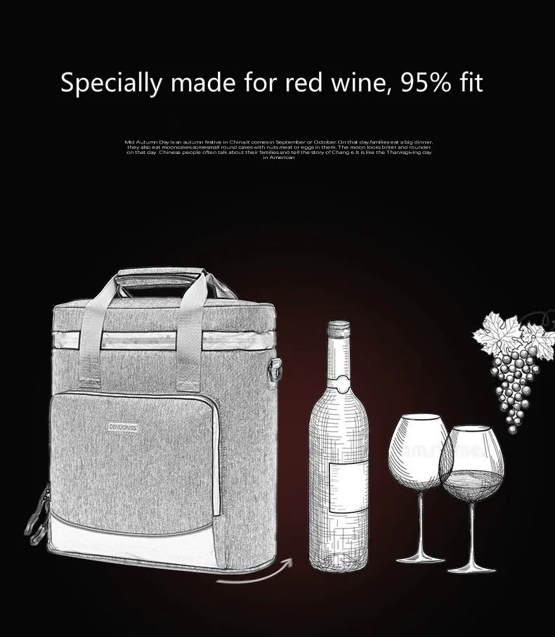 Men Wine Cooling Bag 100% Leakproof Outdoor Lunch Picnic Cooler Bag Vintage Leather Refrigerator Portable Thermal Food Handbag