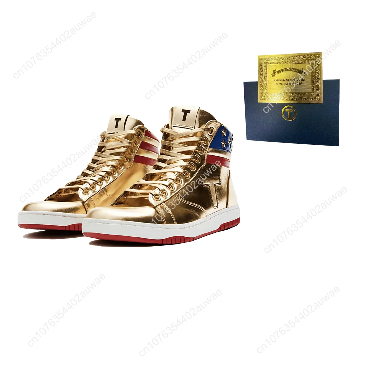 Trump NEVER SURRENDER Gold Shoes Top Quality Big Size Shiny Mirrors Mens 2024 MAGA Golden Casual Streetwear Running Sneakers