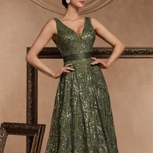 Lucyinlove sexy luxury Deep neckline in V sequins blue dresses of night female elegant v-back wedding party for graduation ball 6 Main Sales Graduation Dress - №4