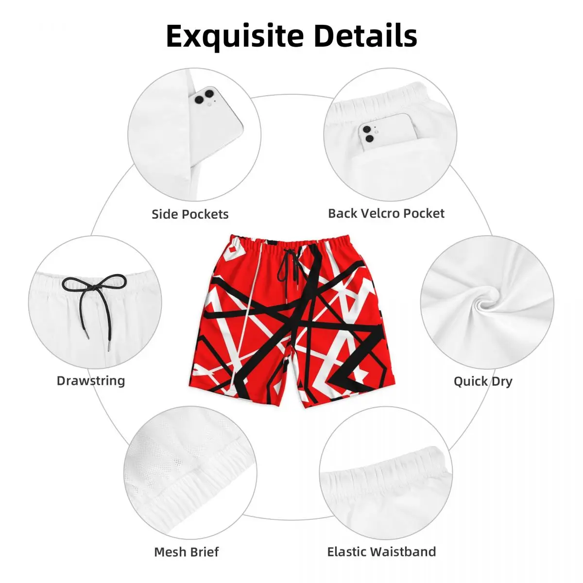 Van Halen Fashion Board Shorts Summer Cool Sports Board Short Pants Man Breathable Fashion Design Oversize Swimming Trunks