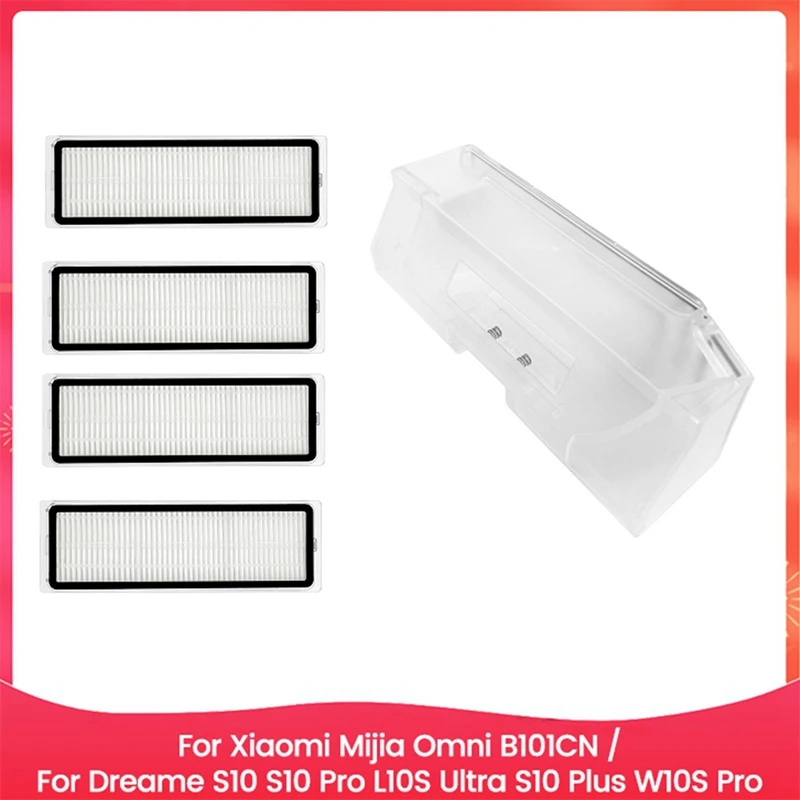 5PCS Dust Box Filter Set For Xiaomi Mijia Omni B101CN Dreame S10 S10 Pro L10S Ultra S10 Plus W10S Pro Spare Replace Part