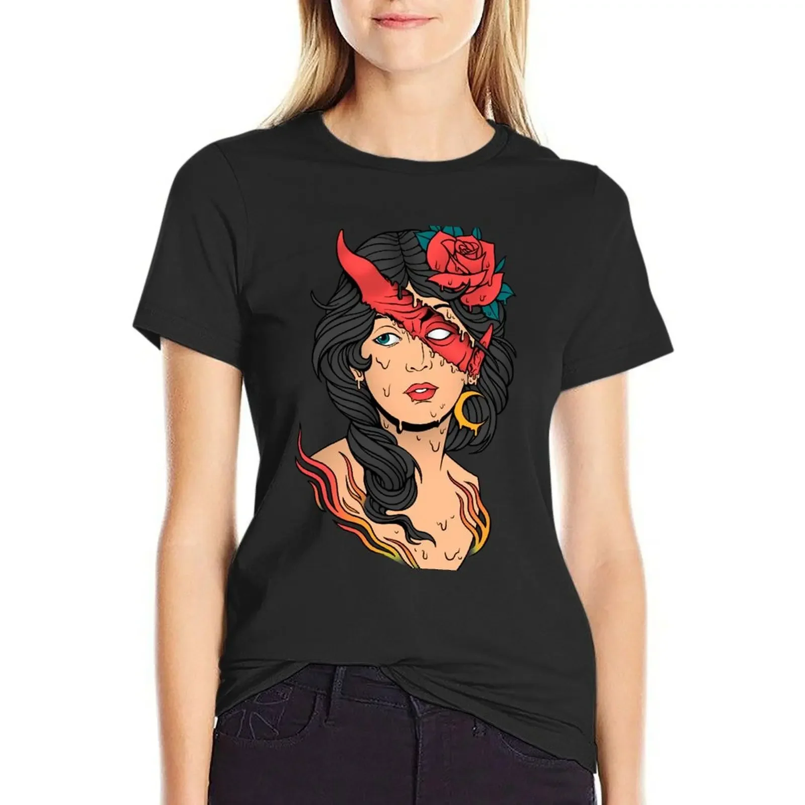

The Evil Inside T-Shirt anime clothes korean fashion summer tops Womens clothing
