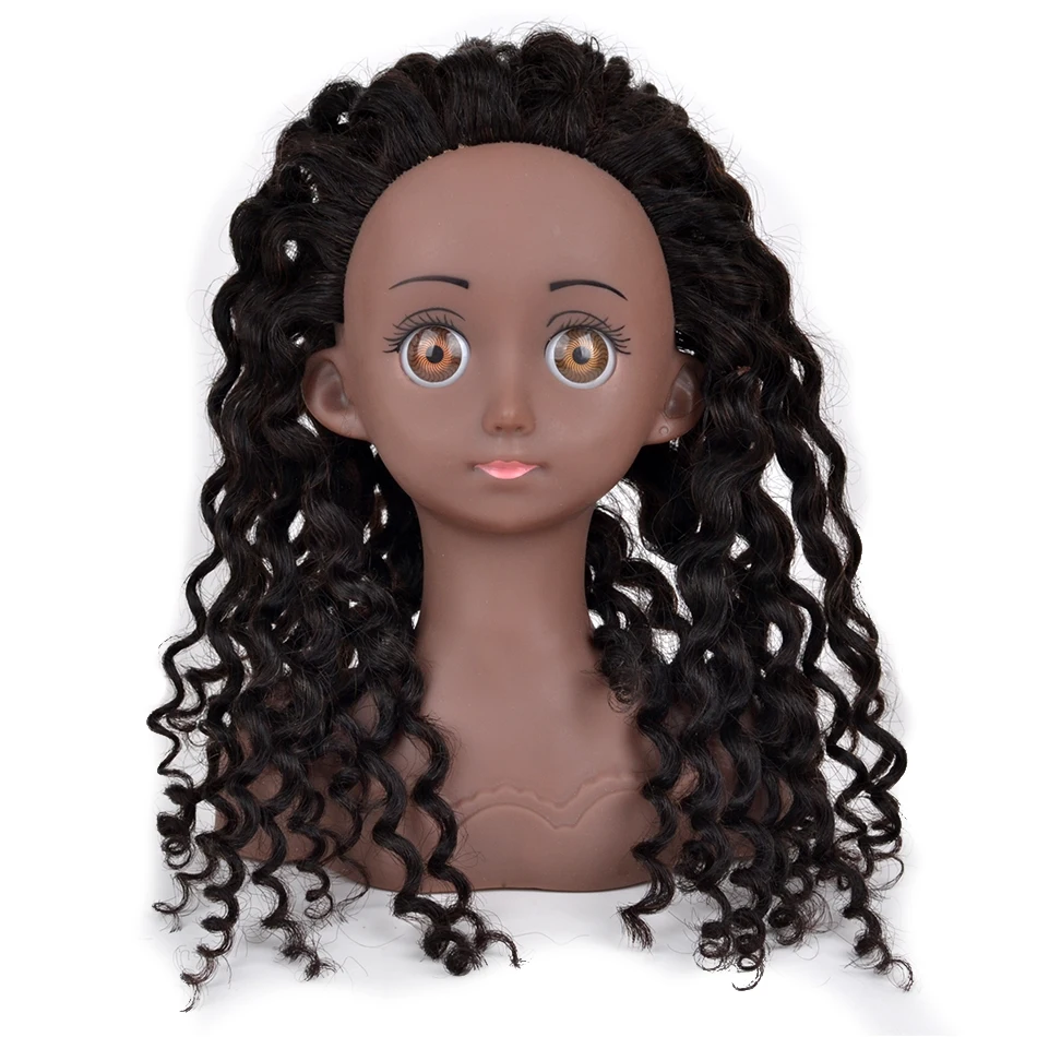 Modello di testa di manichino afro con capelli sintetici Testa di manichino Styling Testa di formazione per parrucchiere Testa di bambola per pratica di intrecciatura