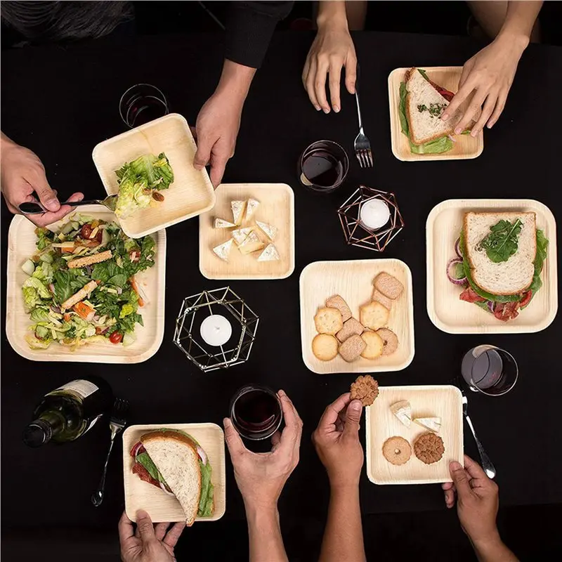 A59Z-50 Disposable Palm Leaf Plates, 8Inch(20Cm) , Eco Friendly Biodegradable Compostable Plates