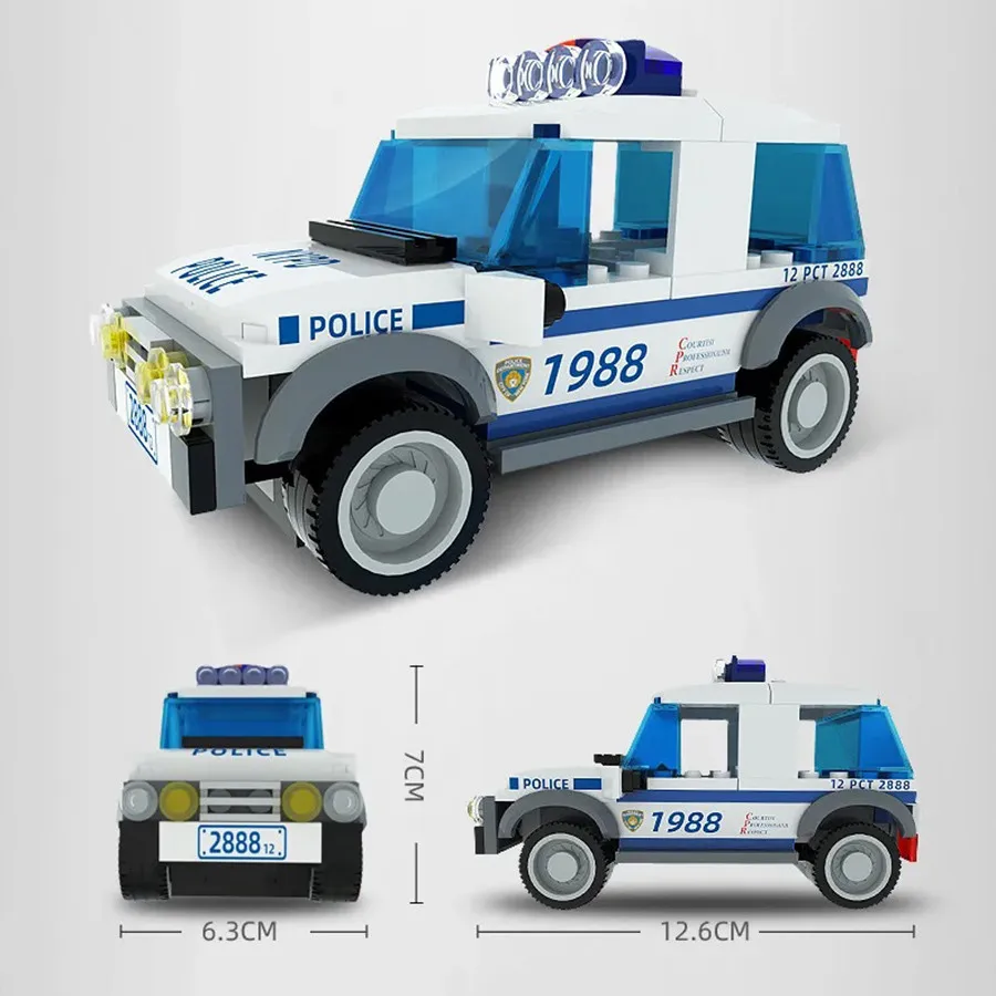 5 Style City Police Car Truck Engineering Vehicle Building Block Car Model Children Diy Bricks Set Toy Kids Gift