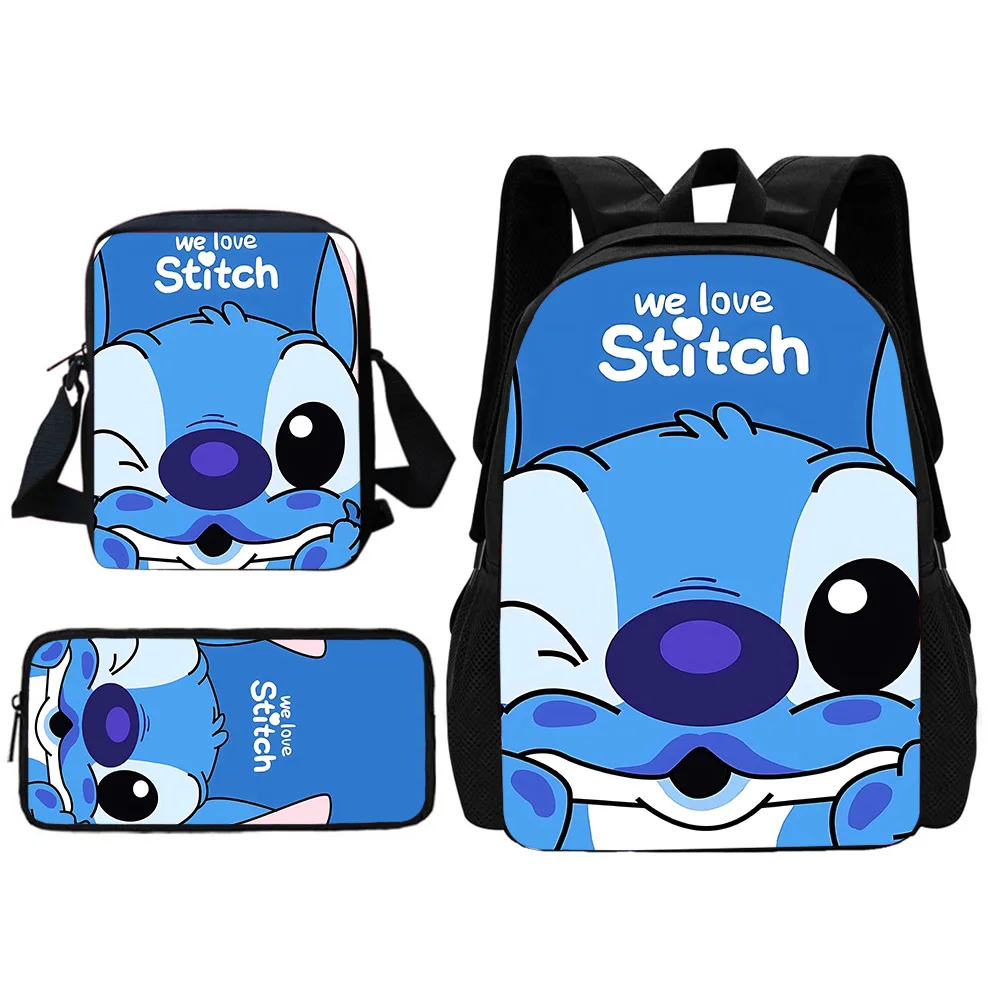 Disney Cute Cartoon Stitch Child School Backpack With Shoulder Bag Pencil Bags School Bags for Boys Girls Best Gift