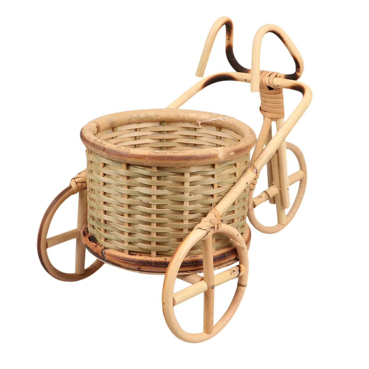 

1Pcs Bamboo Woven Food Serving Basket Tricycle Shape Handmade Storage Holder Container for Fruit Candy Party Decoration