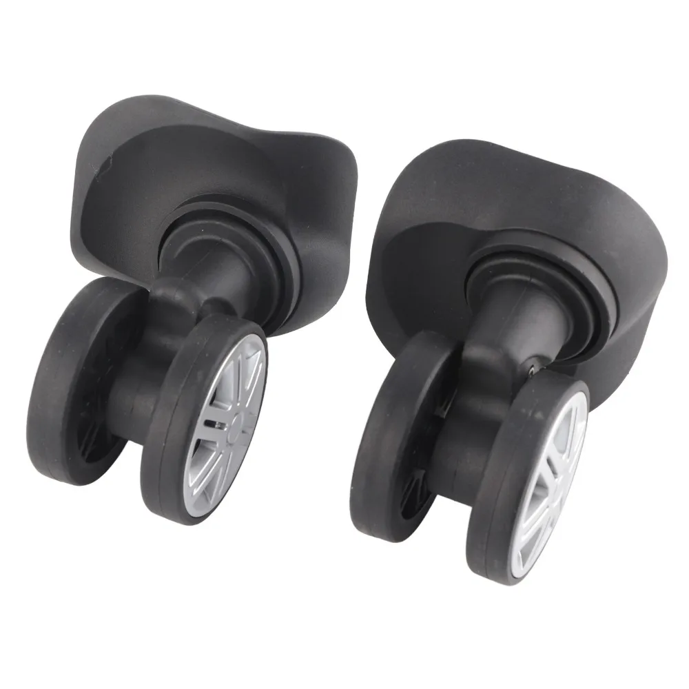 

1 пара прочных бесшумных колес для чемодана, двойной ряд, черные, 360 градусов ° Колеса для ремонта чемоданов и багажа