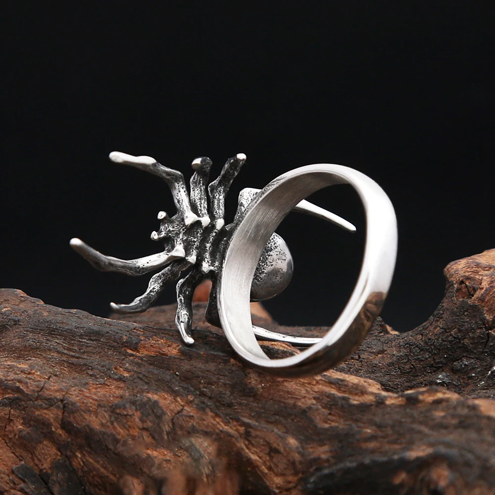 New Vintage Punk Spider Ring 316L Stainless Steel Gothic Biker Singular Animal Rings For Men Women Party Jewelry Gifts Wholesale