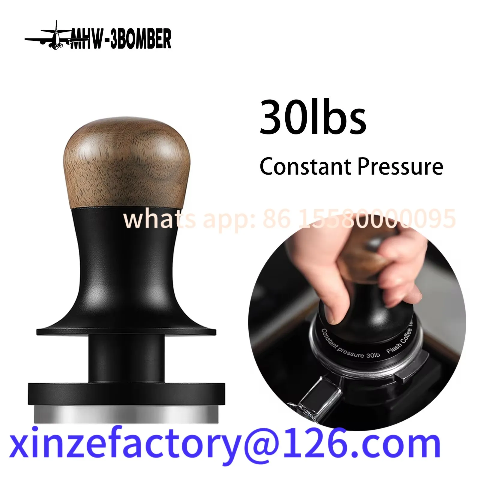 

Customizable MHW-3BOMBER 30lb Constant Pressure Coffee Tamper 51mm 53mm 58mm Espresso Flat Tampers with Calibrated Spring Loaded