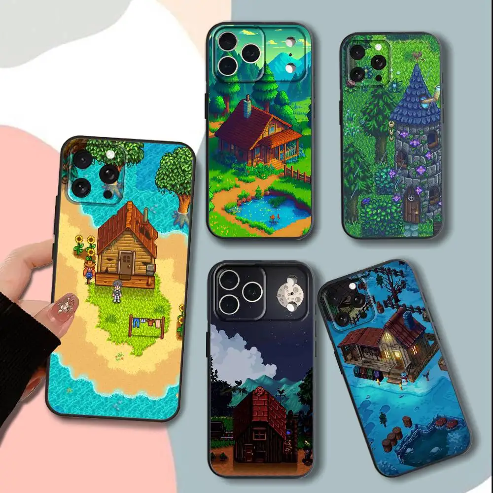 

Stardew Game V-Valley Phone Case For iPhone 15,13,16,12,11,17,14,Plus,Pro,Max,XS,XR,X,SE,Mini,Soft Silicone Black Cover