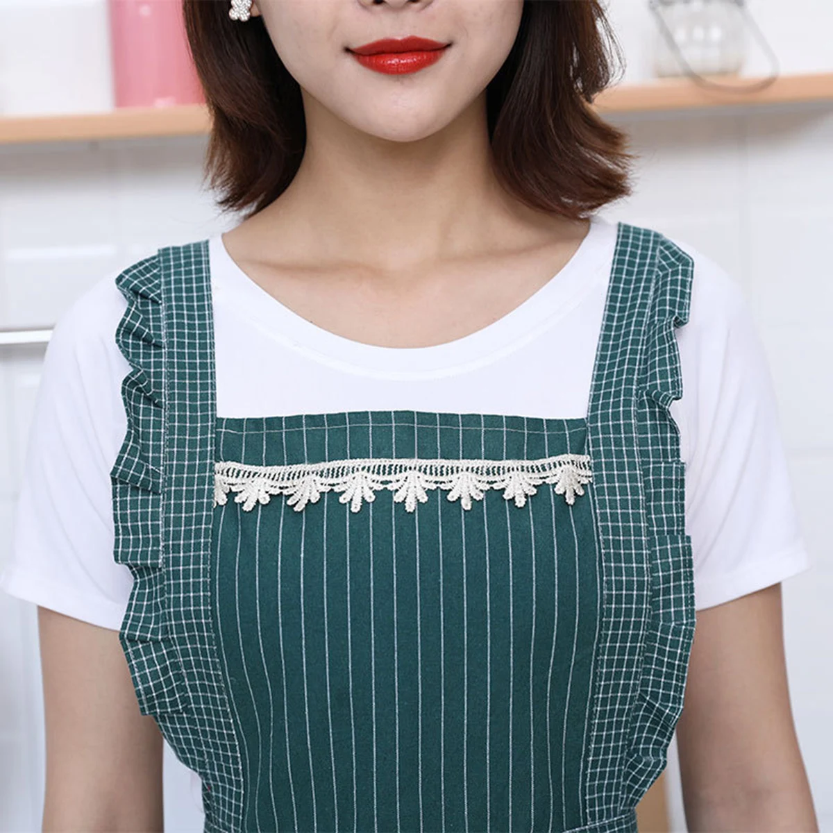 

Pure Cotton Princess Apron Two Pockets Long Straps Kids Cooking Baking Painting BBQ Household Cotton Aprons Chef Aprons