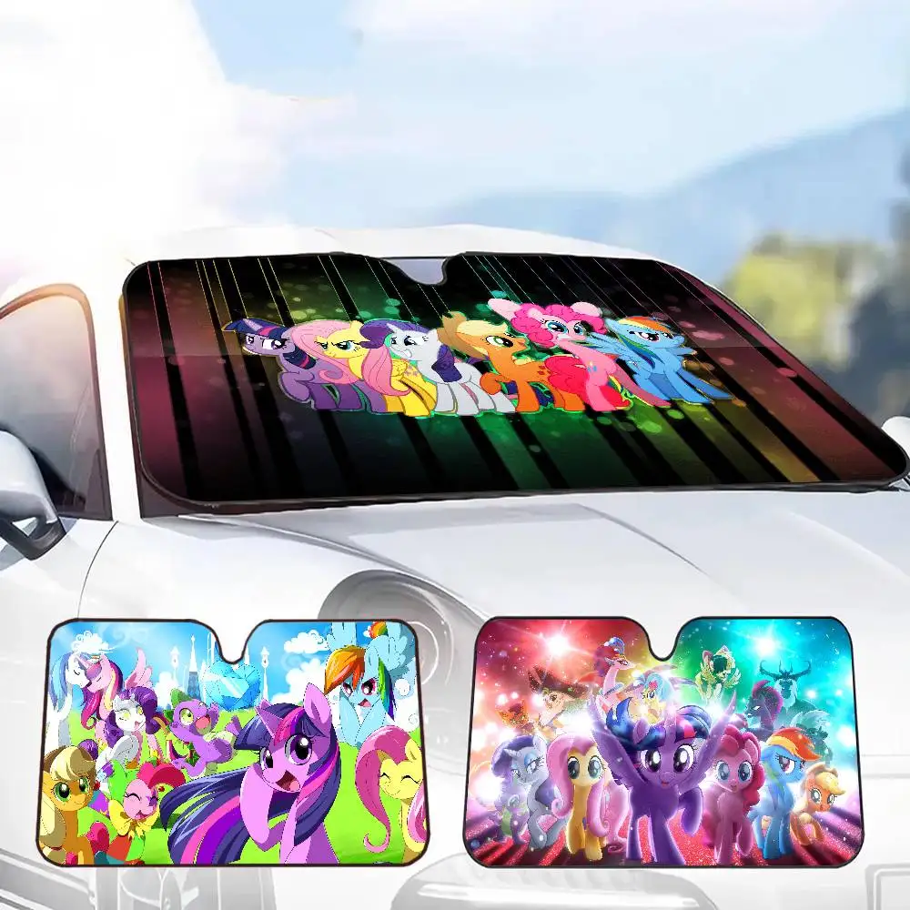 Cute M-My Cartoon P-Pony L-Little Car Windshield Sunshade Cover Automotive Sun Shade Visor Window Uv Reflector Cars Keep Cool