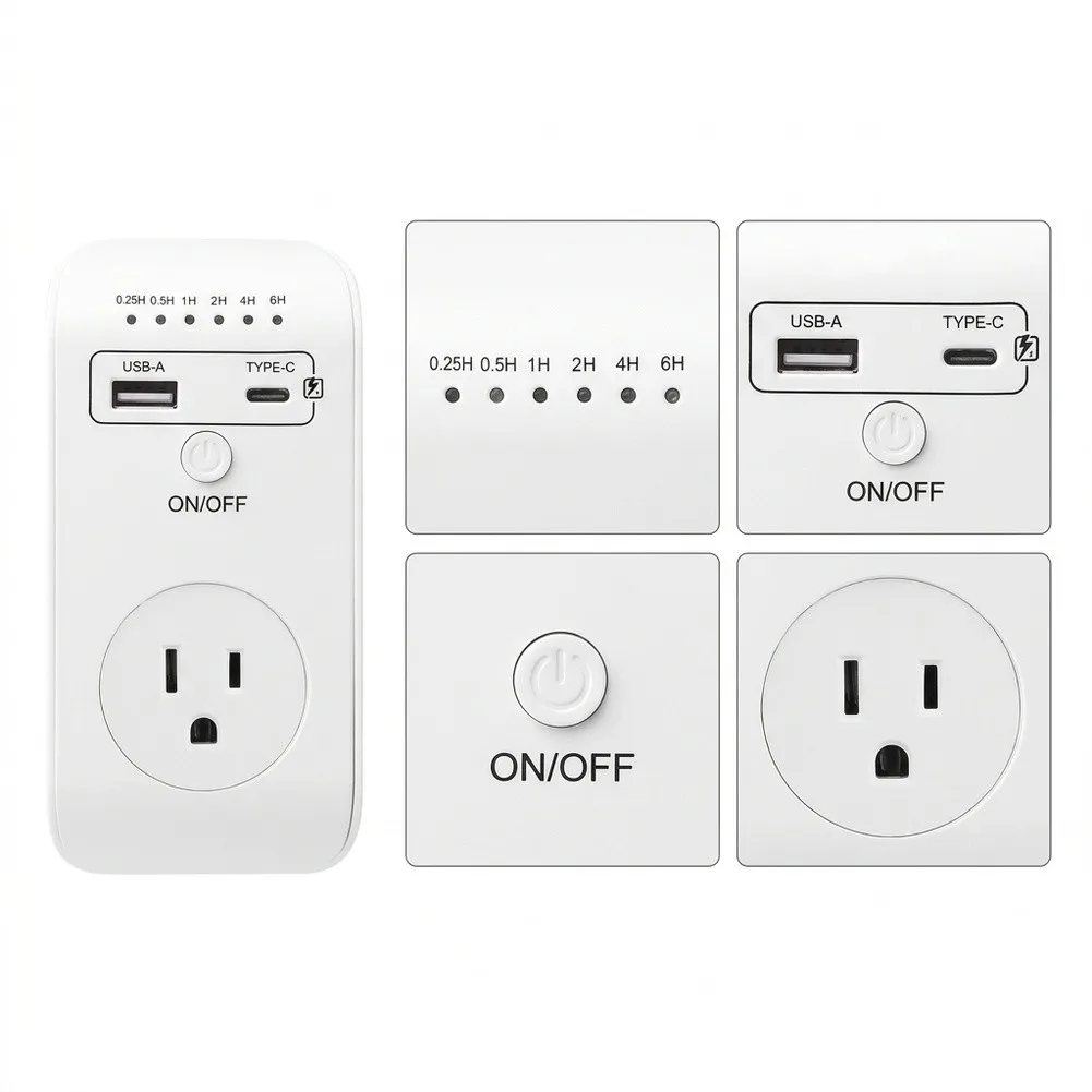 USB Charging Socket Timer Outlet For Energy Saving Compact Design Space Saving ABS Material For Smartphones As Shown