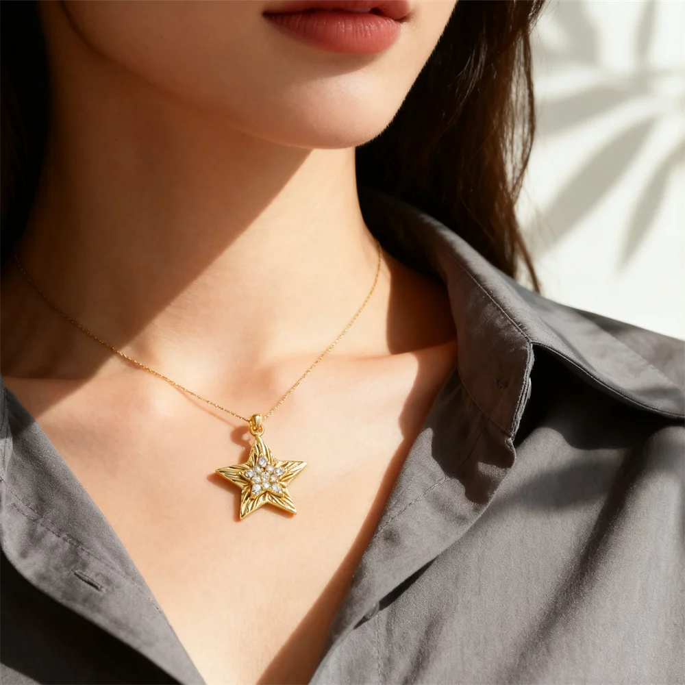 

2Pcs Pendants Brass Cubic Zircon Star Charm for DIY Jewelry Necklace Bracelet Fashion Sparkling Accessories for Party Decoration