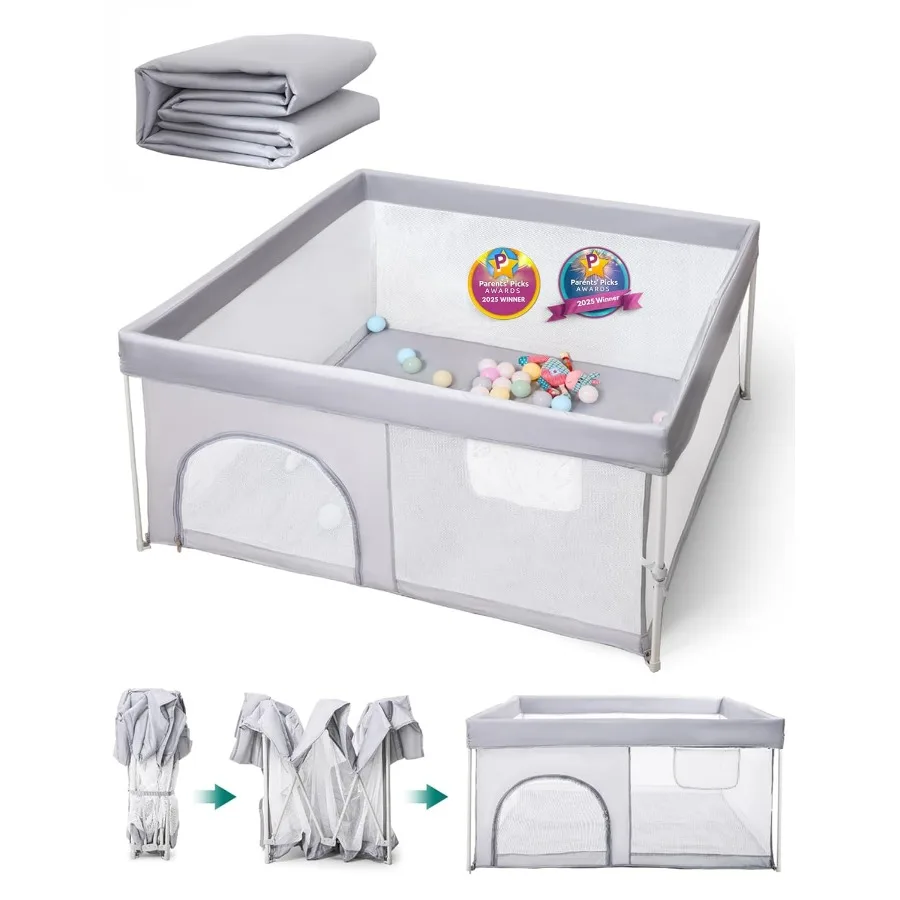 Box per bambini pieghevole con tappetino 46×46 Parco portatile per neonati e bambini piccoli Scegli i genitori Vincitore dei premi Ideal Indoor Outdo