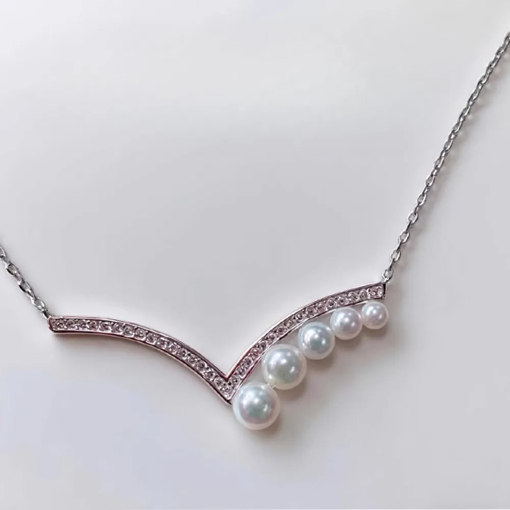 

3pcs DIY Pearl Accessories New Copper-plated Exquisite Zirconium V-shaped Multi-bead Pendant Empty Support Light Luxury Thousand