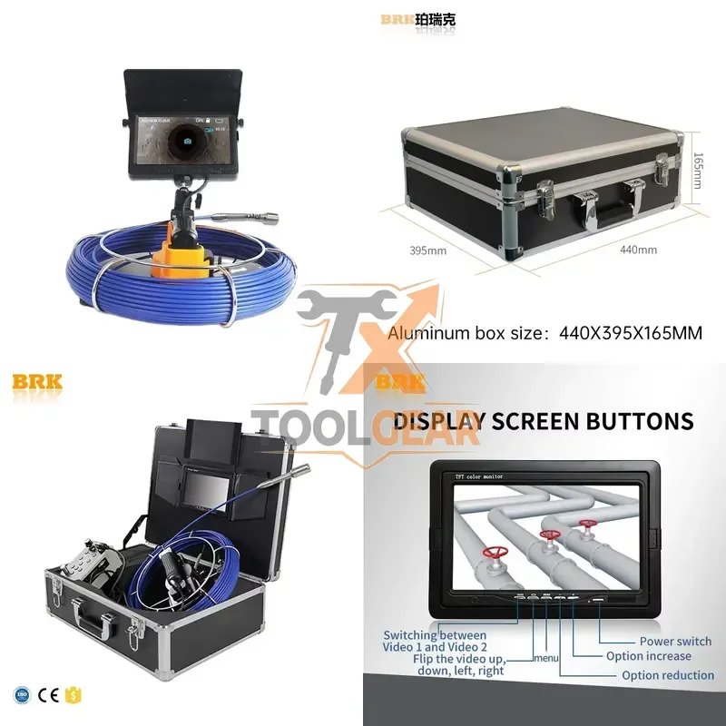 2026hotsale* BRK AO-C23 8-Level Push Rod CCTV Drain Pipe Inspection 7-inch IPS Display IP68 Waterproof 10X Zoom DVR