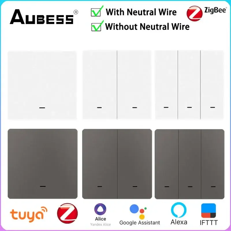 

Tuya Smart Wall Lights Switch Zigbee 3.0 With / Without Neutral Wire No Capacitor Needed Support Yandex Alice Alexa Google Home