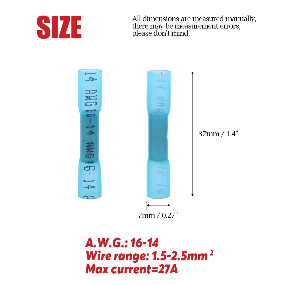 500/100PCS Heat Shrink Crimp Terminals Insulated Butt Electrical Splice Wire Connectors Cable Crimp Terminal Connector AWG 26-10