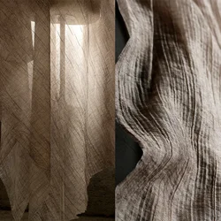 Thin Linen Fabric Slightly Transparent Pleated Texture Retro Artistic Chinese Style Clothing Cardigans Dresses Designer Fabrics
