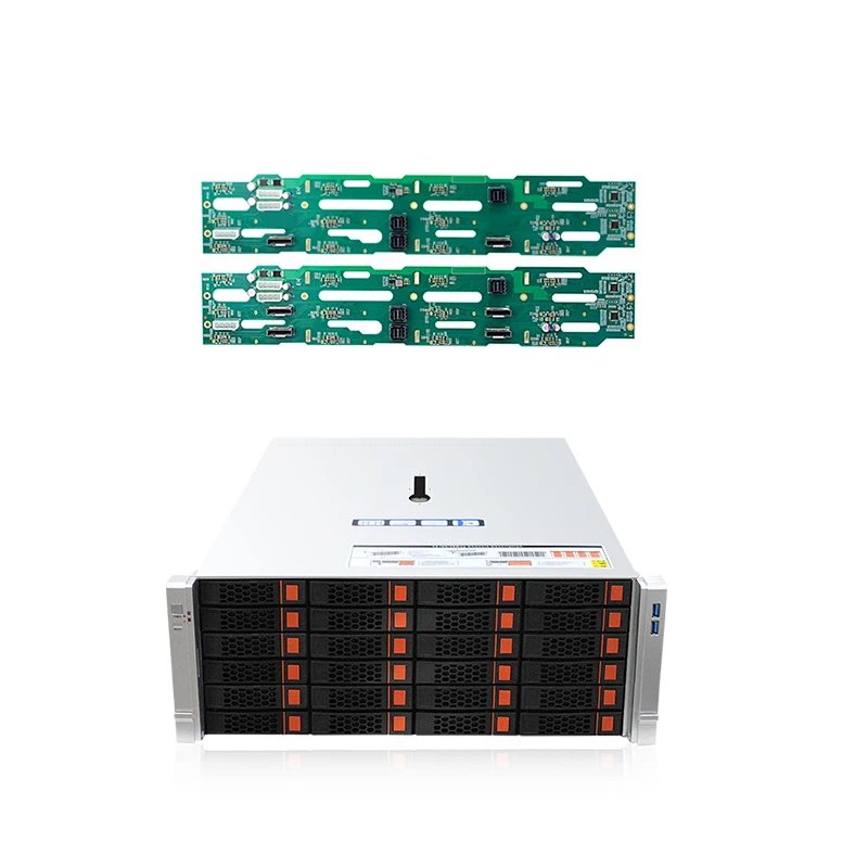 CEACENT CC3K24-24S12N 4U Hot-pluggable PWM Fan 24-Bay Rack Server Chassis with 12x NVMe U.2 SSD CPLD Lighting Design Backplane