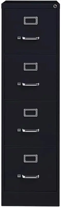 Pemberly Row 4 Drawers 52" Vertical Black Metal Filing Cabinet Lockable Pre-Assembled Stationary Legal/Letter Size for Home, Off