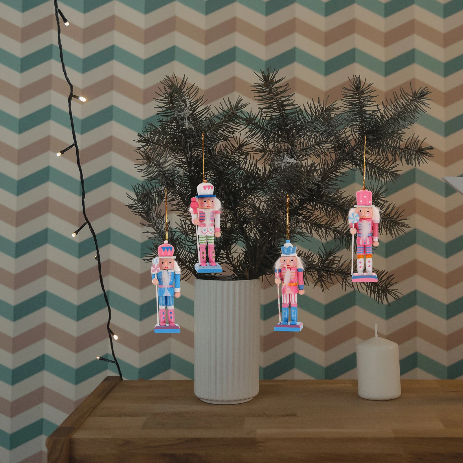 

4Pcs Classic Nutcracker Ornaments Traditional Wooden Soldier Figurines for Christmas Decor and Table Centerpieces