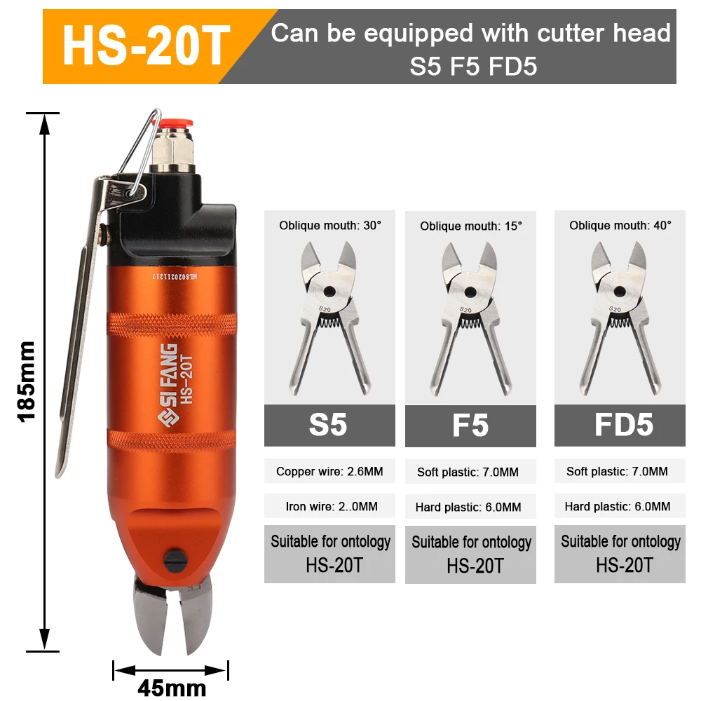 HS-20 Air Nipper Air Scissors Pneumatic Shear Cutting Pliers Tools for Cutting Plastic Copper Wires and other Iron