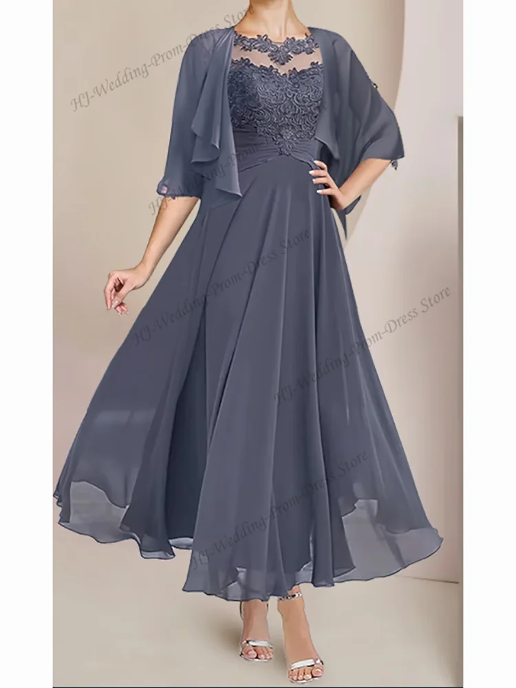 Elegant New in O-Neck A-Line with Jacket Appliques Mother of the Bride Dress Wedding Guest Prom Formal Occasion 2023