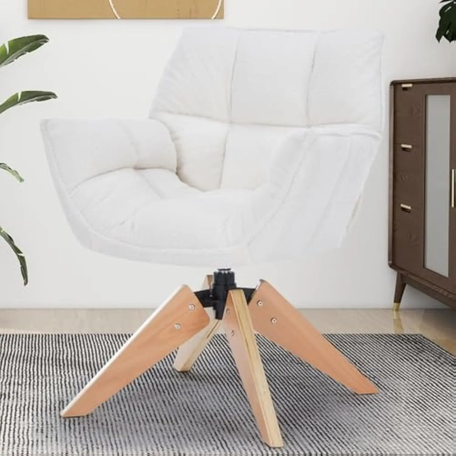 

Стул с акцентом середины века, туалетный столик из овечьей шерсти, современный уютный настольный стул без колес с усилителем, деревянные ножки для гостиной, чтение