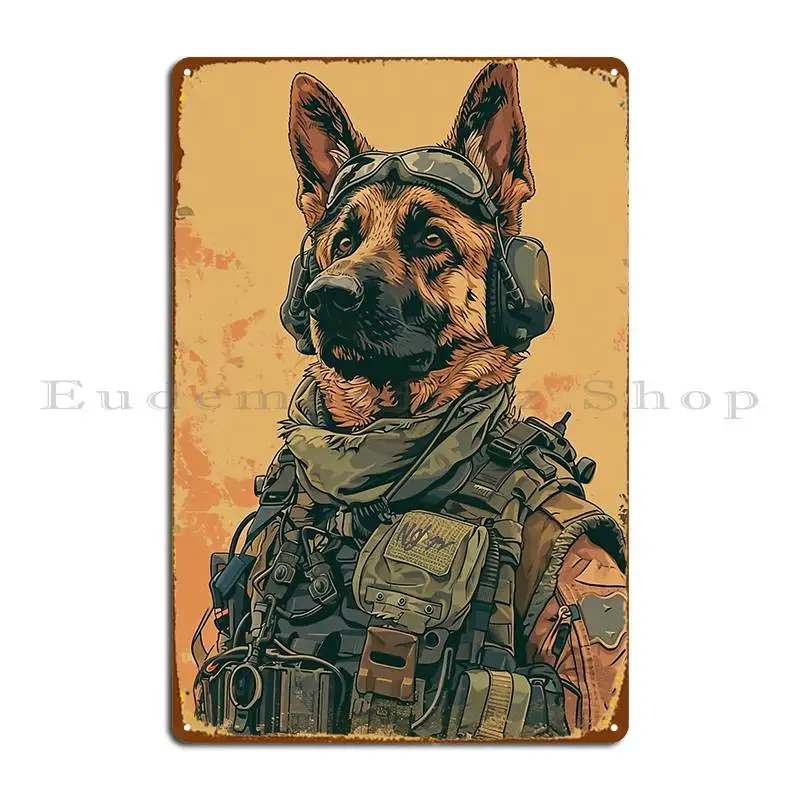 Brave Sentinel Military German Shepherd Poster Metal Sign Mural Cinema Cave Custom Home Tin Sign Poster