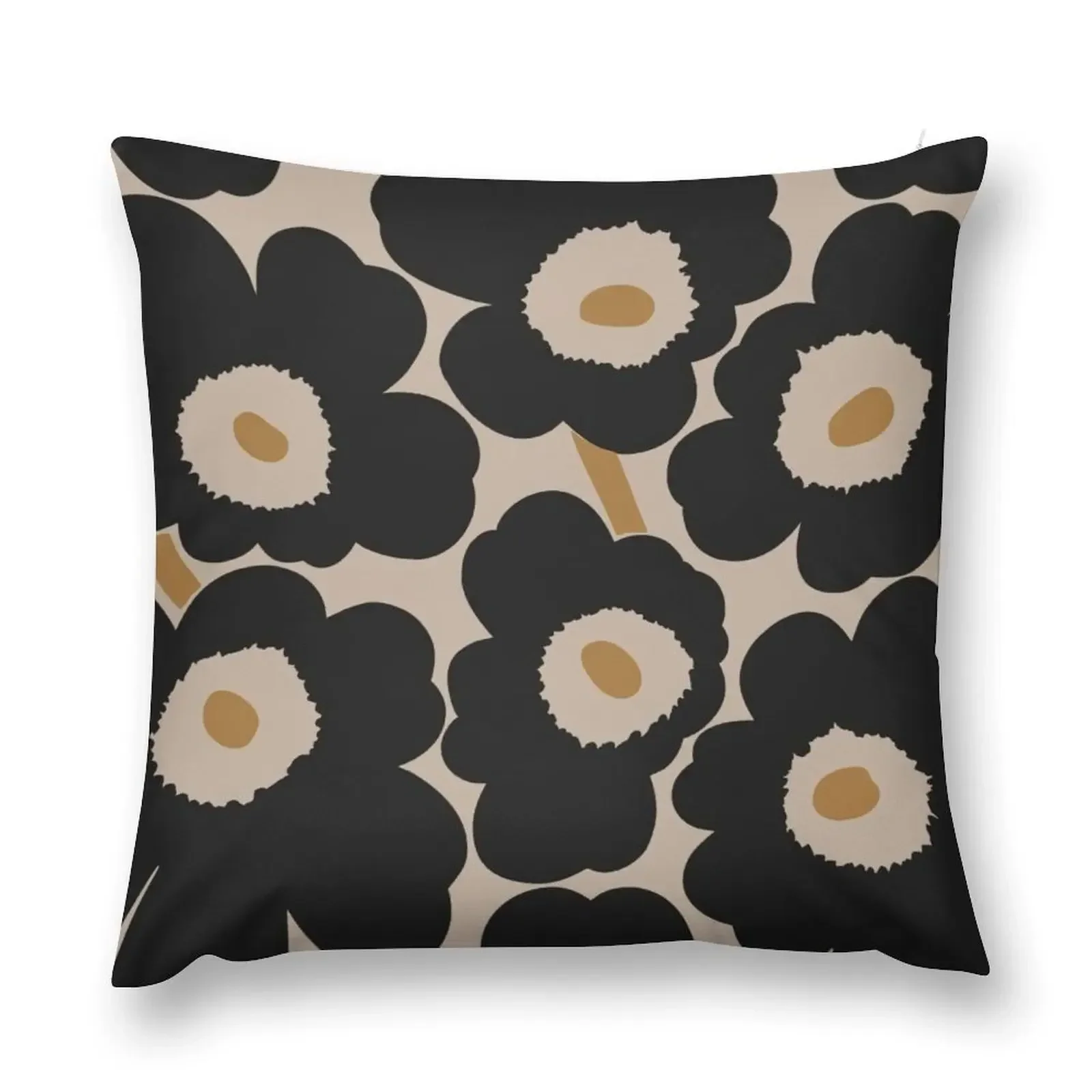 

tropical beige floral black pattern print Throw Pillow New year Pillows Aesthetic pillow