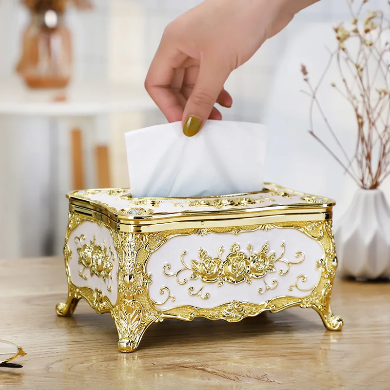 

European Style Tissue box, High-end Hotel Restaurant Napkin Extraction Box, Living Room Desktop Paper Extraction Storage Box
