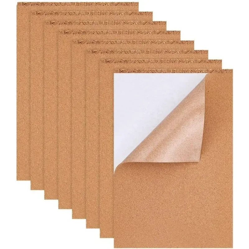 8Pack Self-Adhesive Cork Sheets 1mm Thick A4 Rectangle Insulation Cork Backing Sheets for Coaster, Wall Decoration Wedding Party