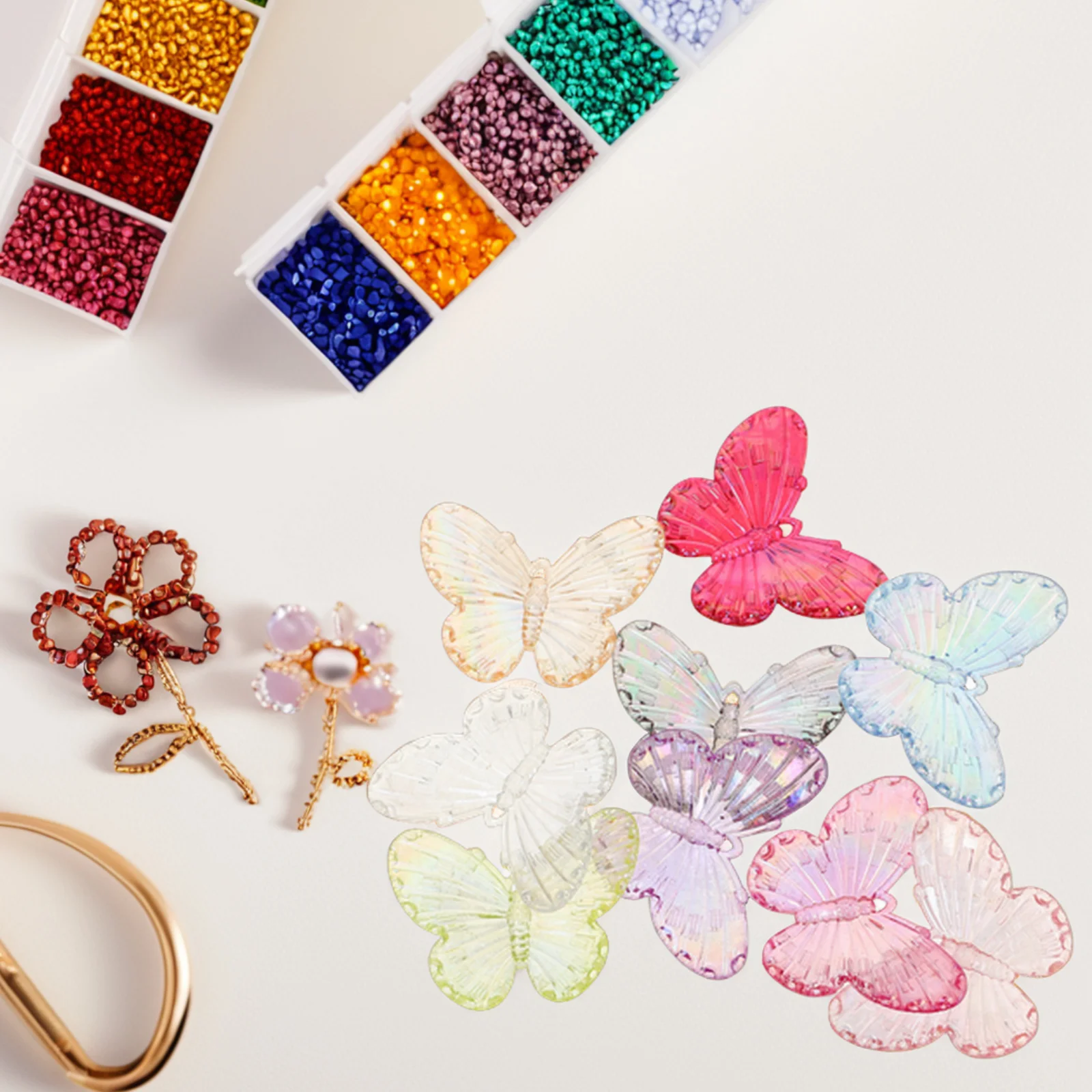 

50 Pcs Baroque Hairpin Decorative Butterfly Beads Charms for Jewelry Making Phone Accessories