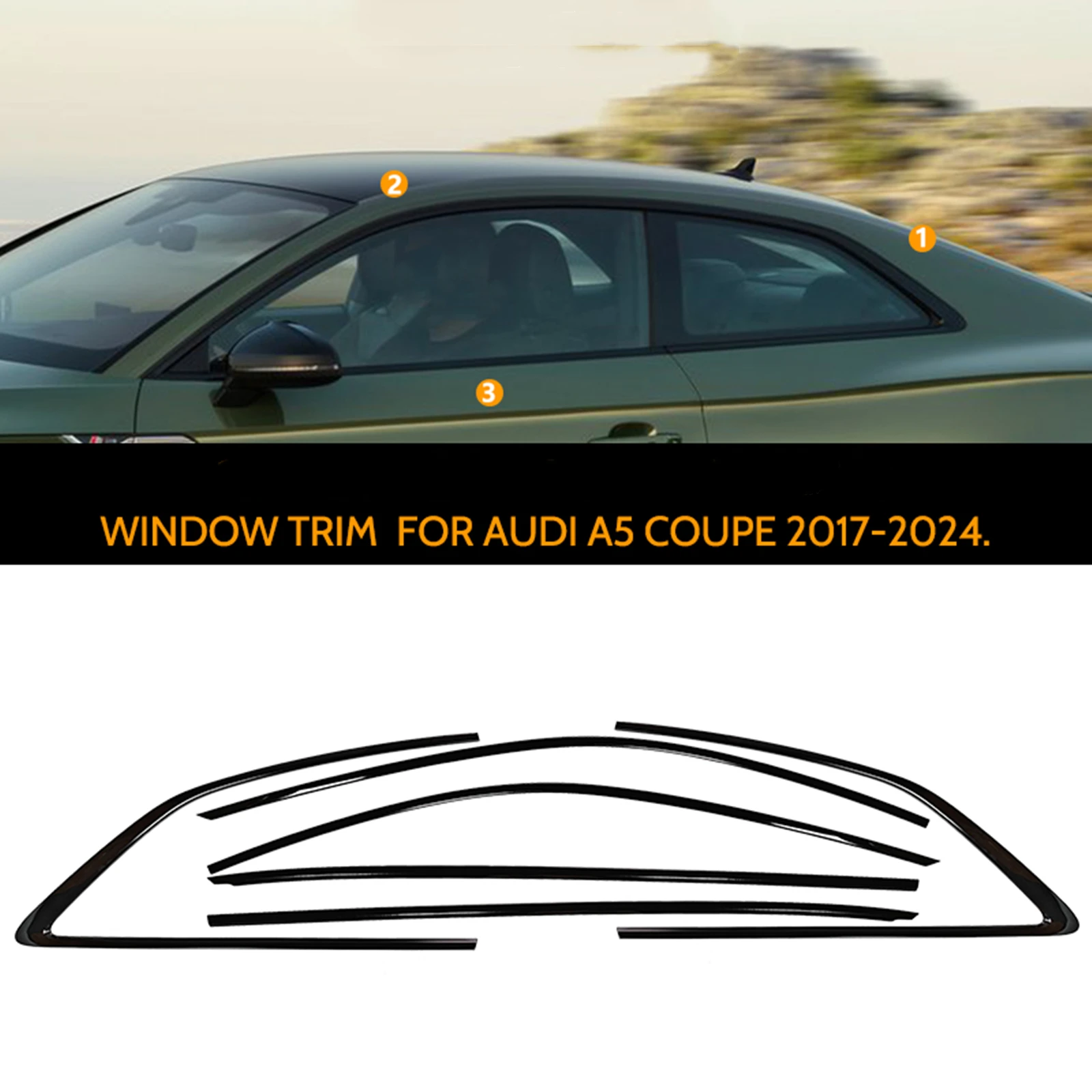 Car Window Weatherstrip Seal Strip Moulding Trim Belt For Audi A5 S5 RS5 2 Door Coupe 2017 2018 2019 2020 2021 2022 2023 2024