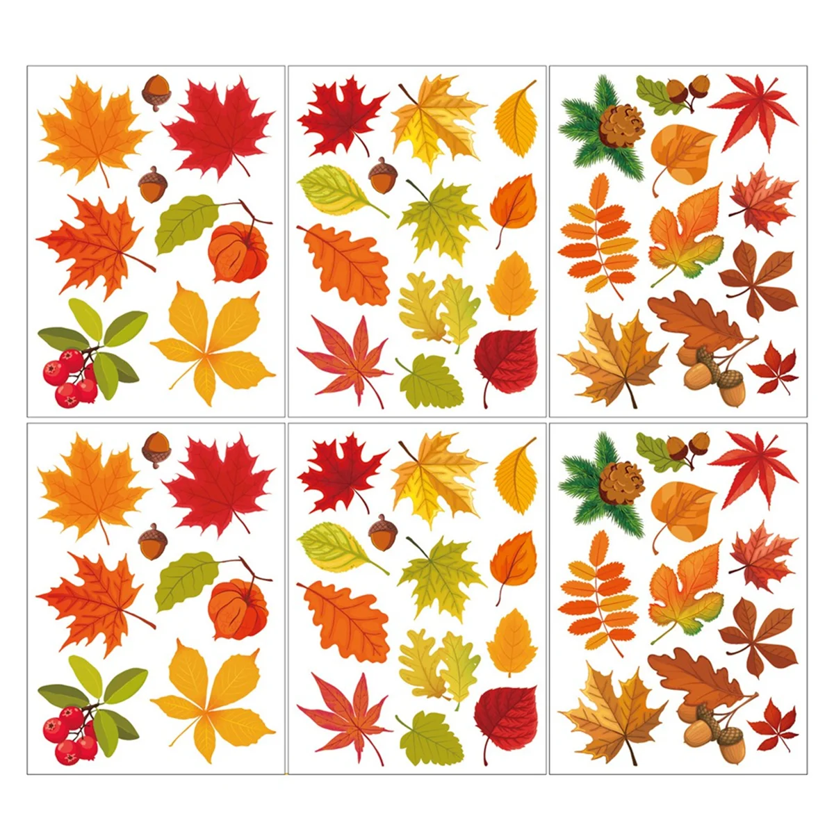 Hojas de otoño de Acción de Gracias, pegatinas de ventana, adhesivos de caída para ventana de vidrio, decoración de otoño estacional