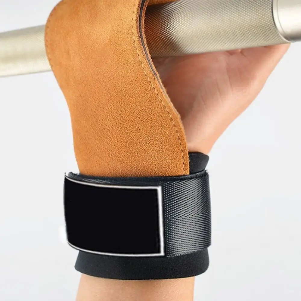 Lifting Cowhide Gym Gloves Double Leather Wristband Deadlift Belt Palm Protection Anti-Skid Weightlifting Gloves Deadlift