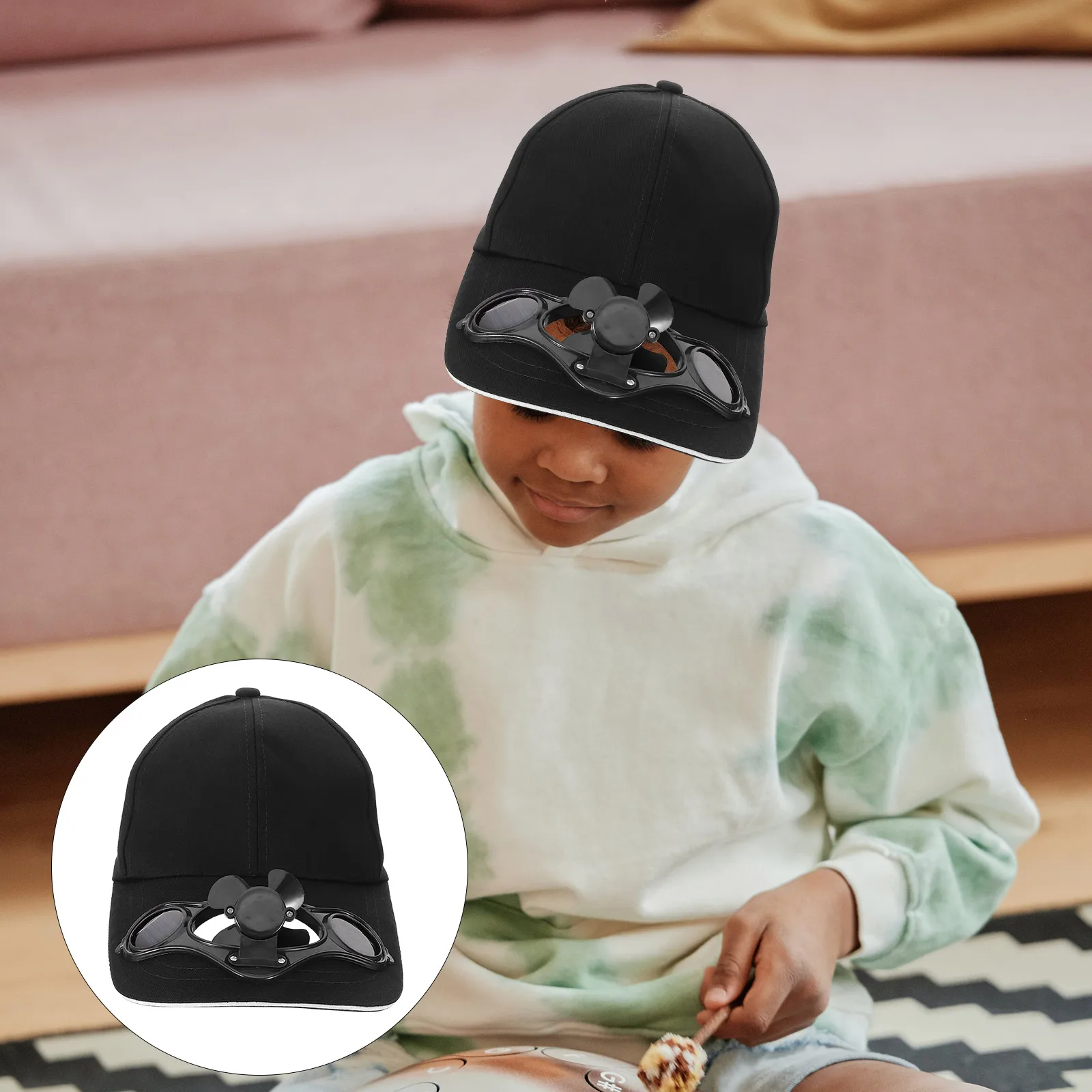 

Electric Fan Hat Solar Powered Baseball Cap Lightweight Breathable Men Women Child Black No Outdoor Sports Summer Tennis