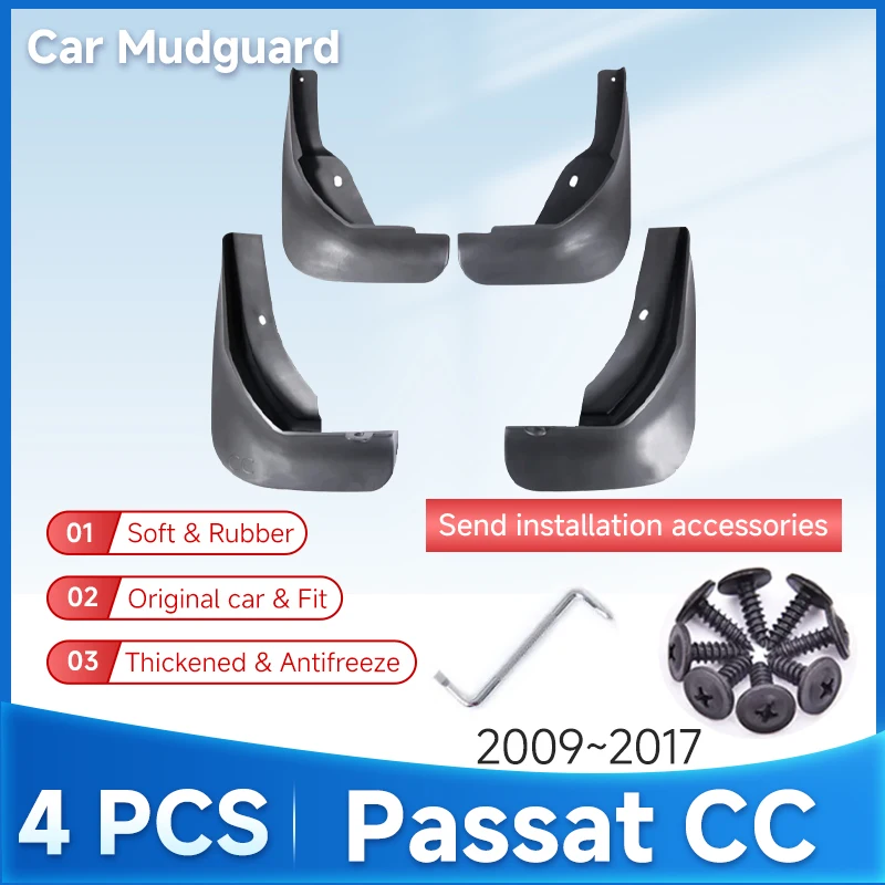 

For Volkswagen Passat CC 2009-2017 2016 2015 4 PCS Rear Mudguards Complete Set Splash-proof Tire Protection Function Accessories