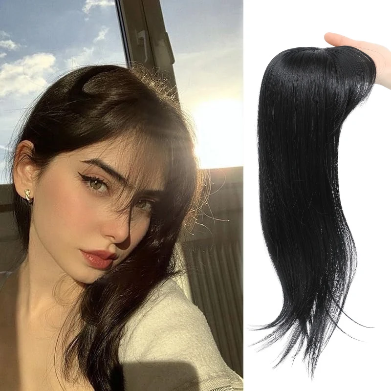 Synthetic Striaght Hair Toppers with Bangs for Women Natural Hairpieces Adding Hair Volume Topper Hair Extensions 18''/10''