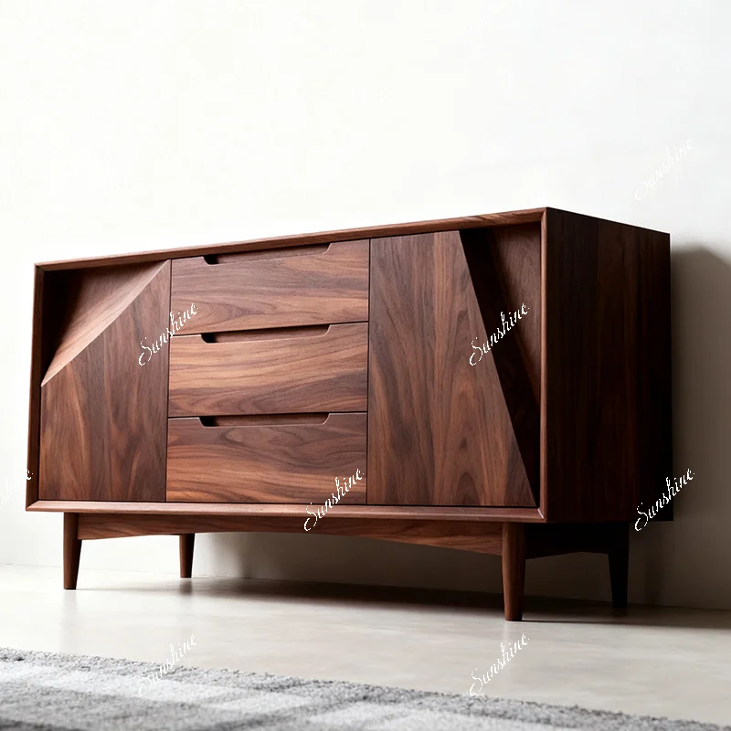 Medieval style side cabinet, black walnut four or five chest cabinet