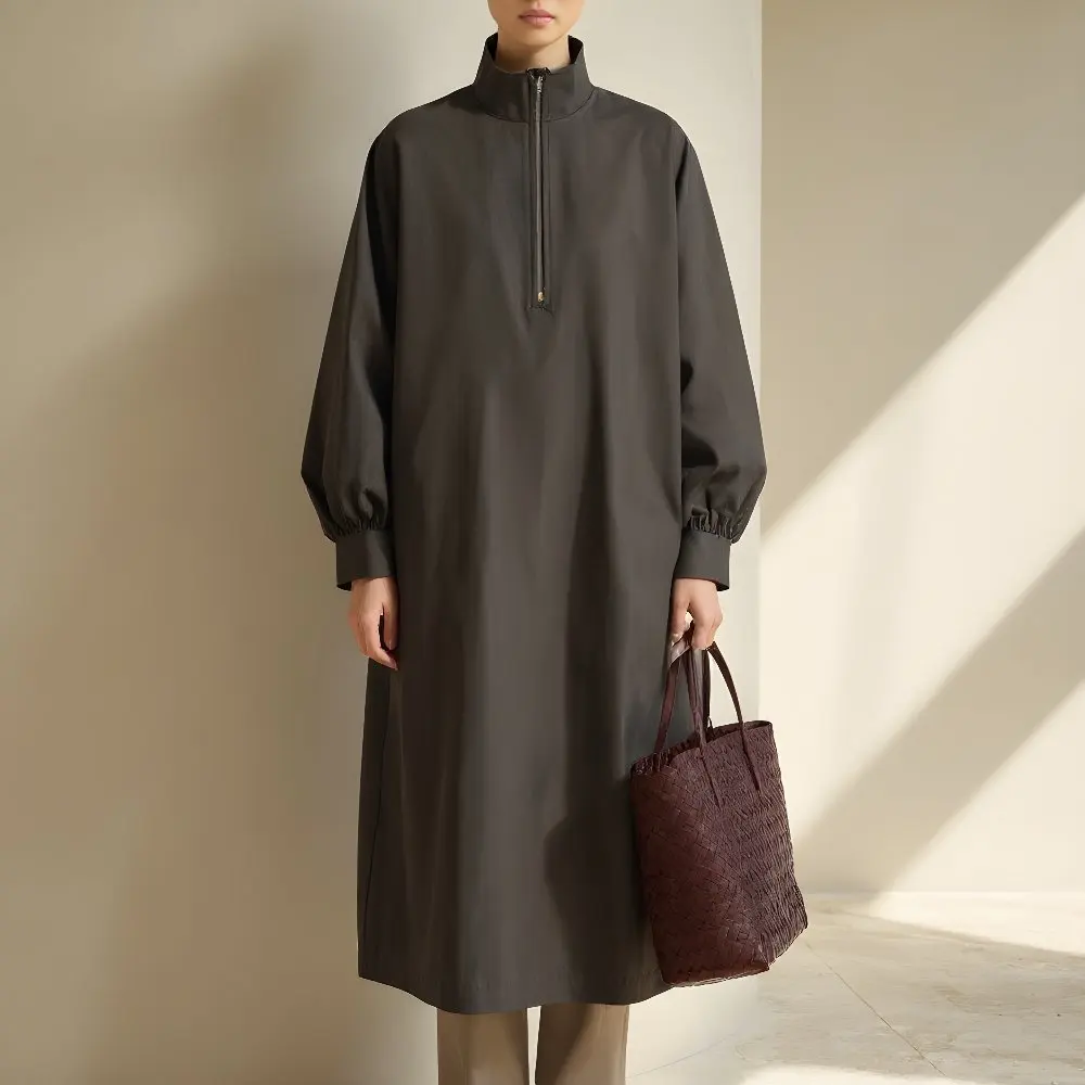 فستان أنبوبي مستقيم فضفاض ملابس الخريف والشتاء تنورة متوسطة الطول نمط غير رسمي لا يتطلب الديكور