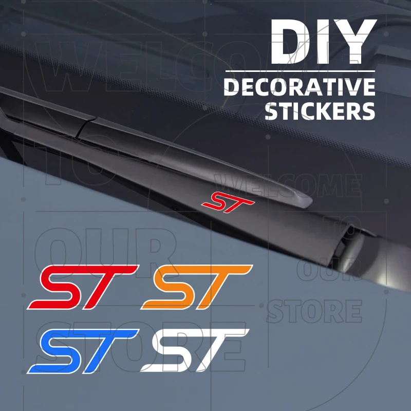 4 шт. Автомобильный логотип ST, эмблема, декор интерьера, наклейки на стеклоочистители автомобиля, наклейки для Ford Mondeo Kuga Focus Explorer C-MAX Fiesta Edge