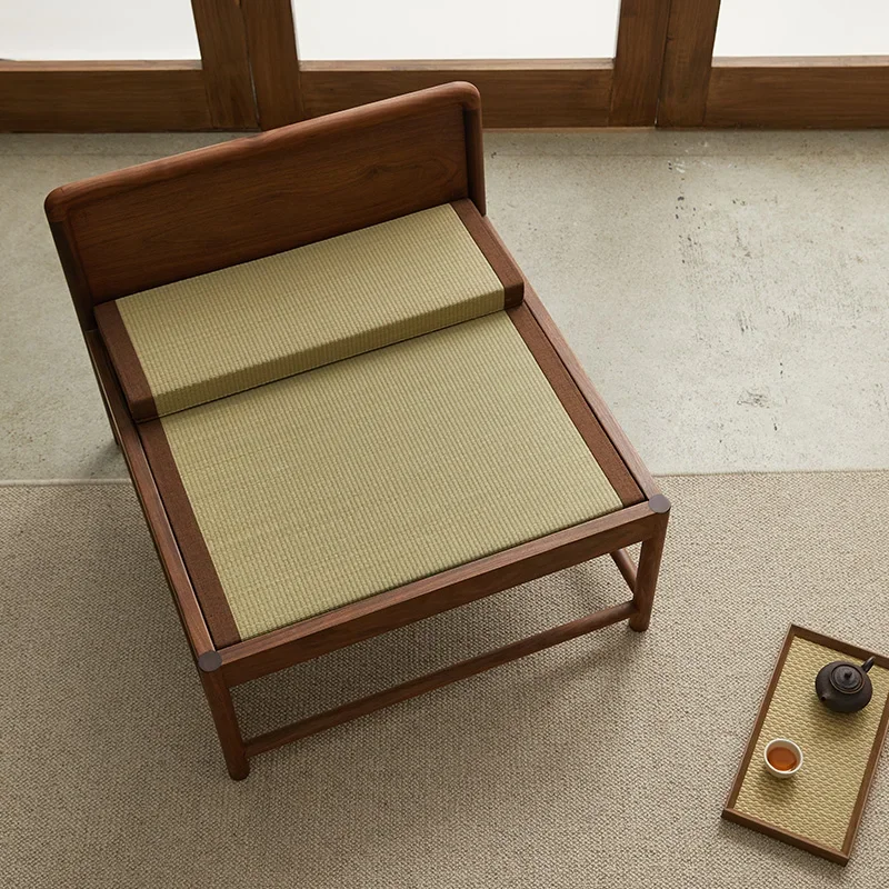 

Black walnut new Chinese meditation chair meditation master solid wood chair rush seat cushion