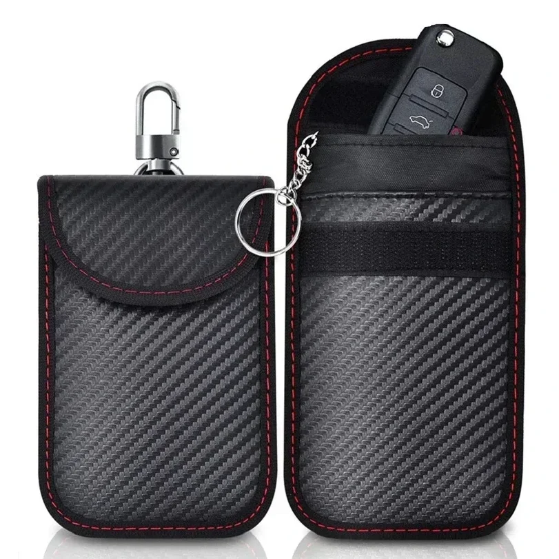 Bolsa de Protección Electromagnética Faraday para Llaves RFID, Bloqueador de Señal de Tarjeta de Crédito, Funda Anti-Robo para Coche con Entrada sin Llave ﻿ Estuche para Llaves
