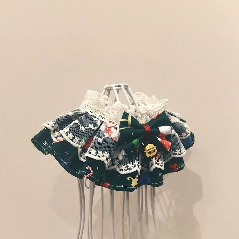 Pañuelo navideño de encaje para mascotas, babero para perros pequeños y gatos, bufanda suave ajustable para vacaciones, ropa festiva para el cuello para mascotas, regalo de decoración