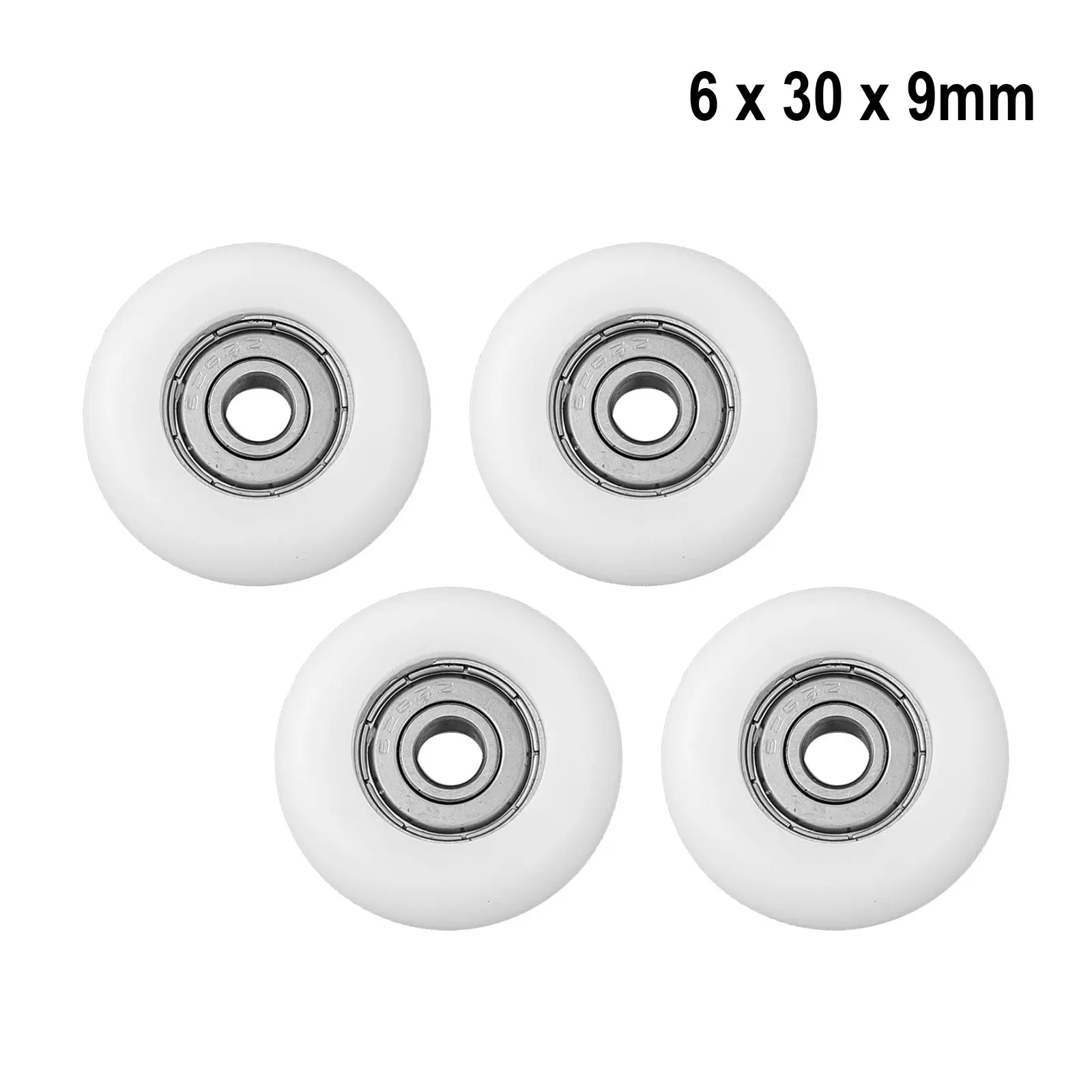 /White /Nylon /Roller Idler Bearing Pulley Wheel 6x30x9mm With 626Z Bearing For Furniture Hardware Door Lawn Mower Parts
