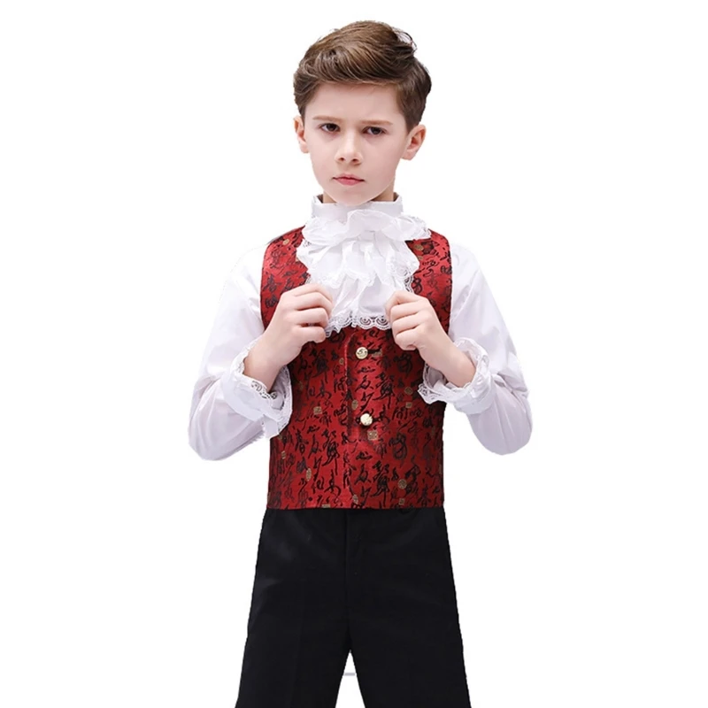 Unisex Cosplay Costume Accessories Cuffs and Lace Ruffled Satin Jabot Collar Set Dropshipping